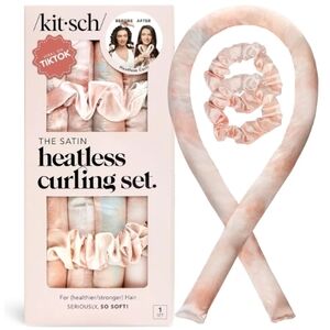 KITSCH Satin Heatless Curling Set in Soft Pink New in Box